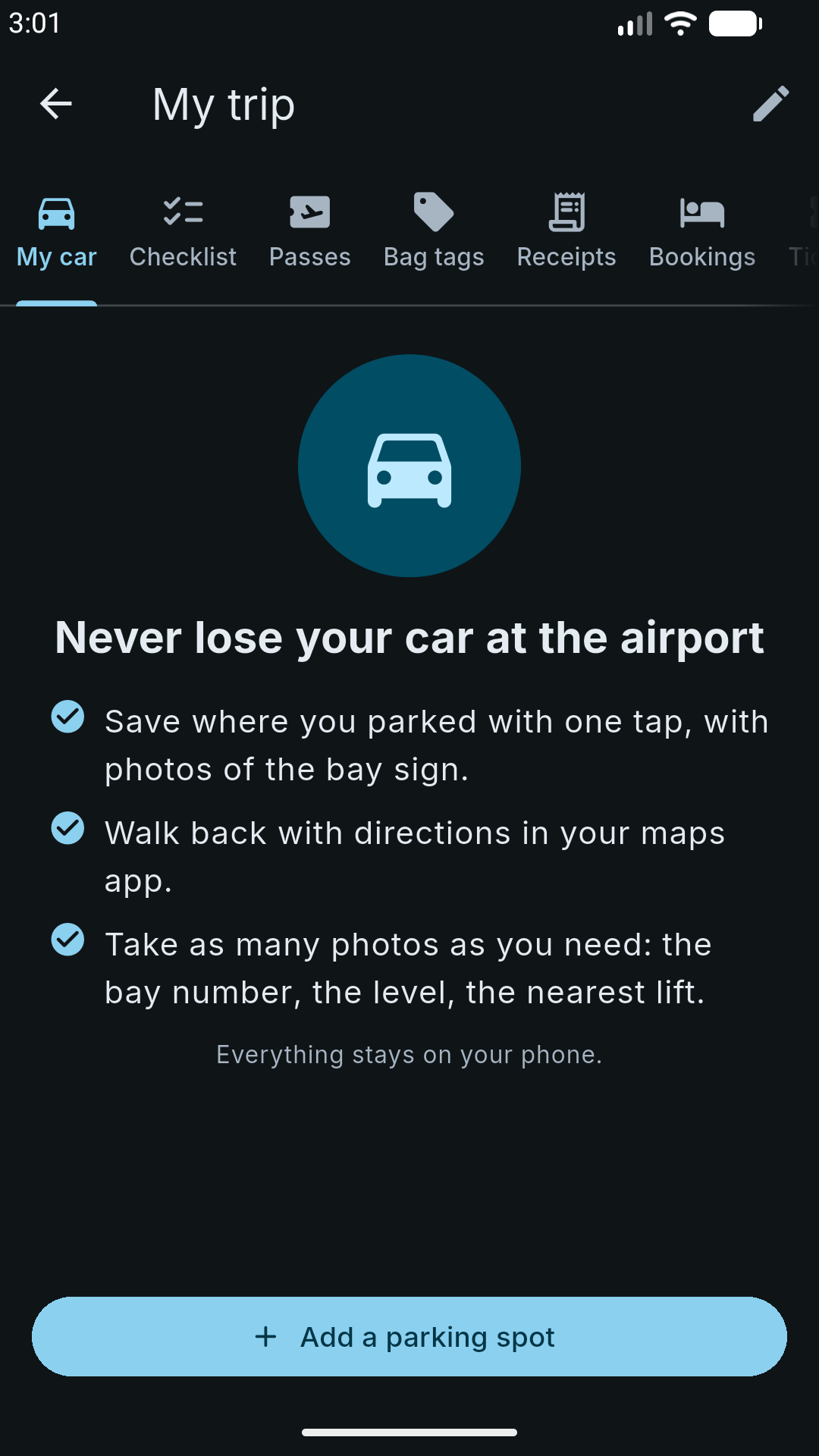 My trip: never lose your car at the airport